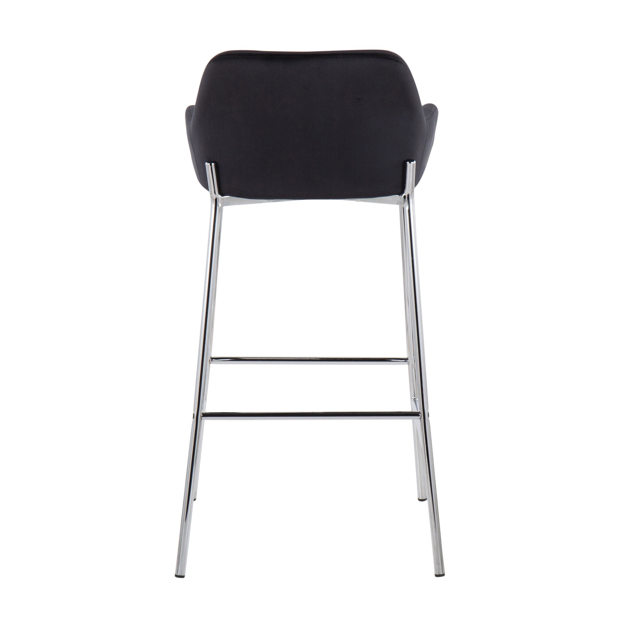 Daniella Chrome and Black Velvet Contemporary Bar Stools (Set of 2) 6 Daniella Chrome and Black Velvet Contemporary Bar Stools (Set of 2) - Image 6
