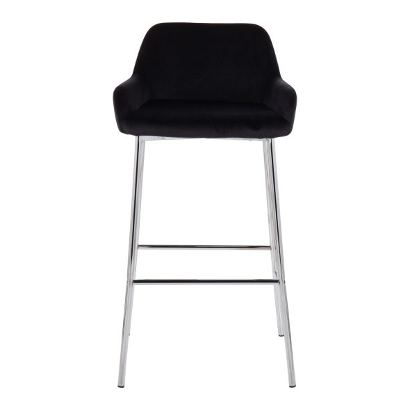 Daniella Chrome and Black Velvet Contemporary Bar Stools Set of 2 6