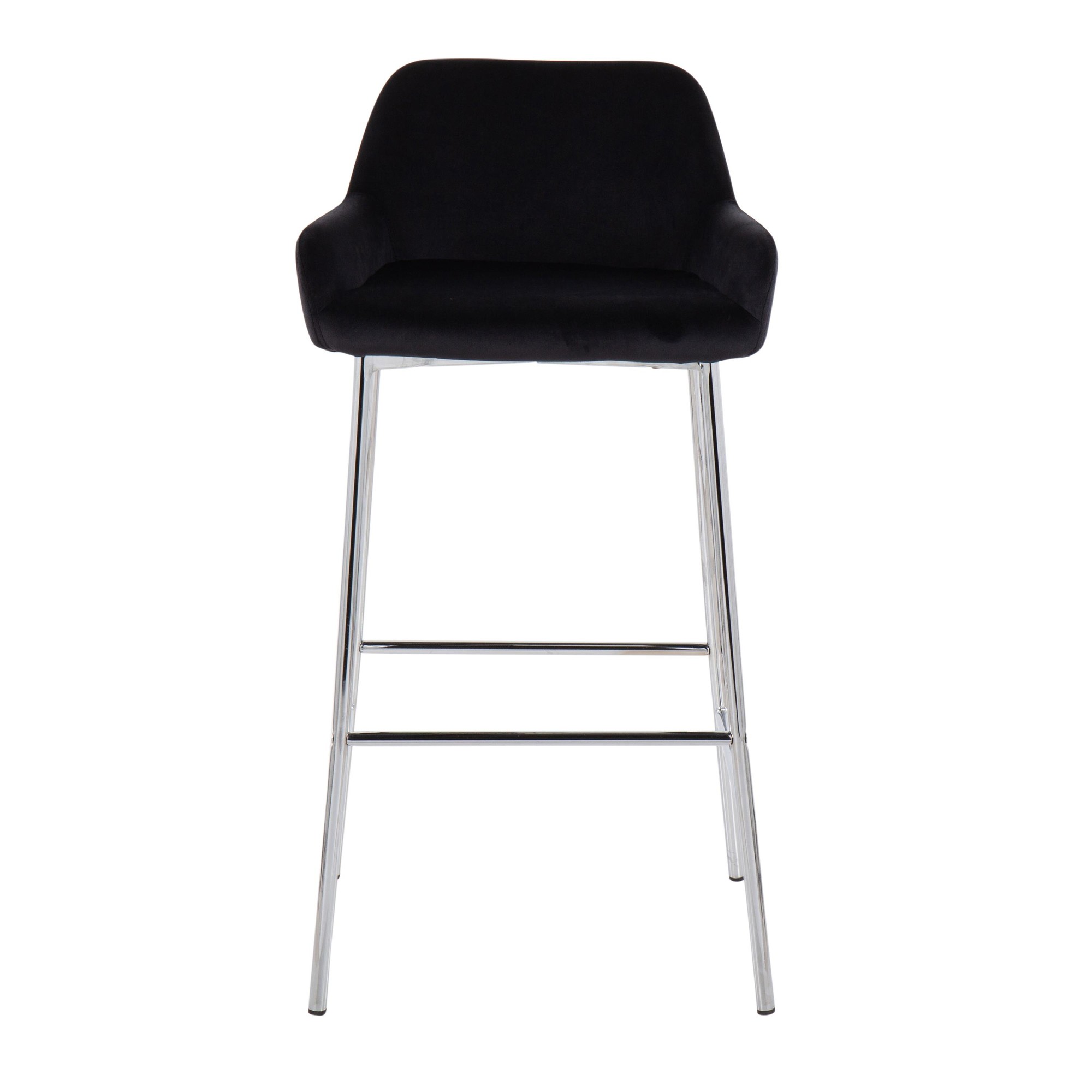 Daniella Chrome and Black Velvet Contemporary Bar Stools (Set of 2) 7 Daniella Chrome and Black Velvet Contemporary Bar Stools (Set of 2) - Image 7