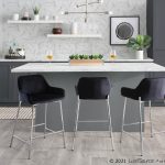 Daniella Chrome and Black Velvet Contemporary Counter Stools (Set of 2)