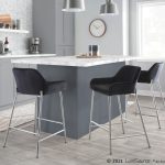 Daniella Chrome and Black Velvet Contemporary Counter Stools (Set of 2)