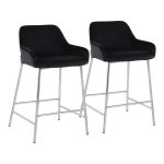 Daniella Chrome and Black Velvet Contemporary Counter Stools (Set of 2)