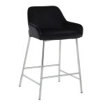 Daniella Chrome and Black Velvet Contemporary Counter Stools (Set of 2)
