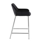 Daniella Chrome and Black Velvet Contemporary Counter Stools (Set of 2)