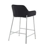 Daniella Chrome and Black Velvet Contemporary Counter Stools (Set of 2)