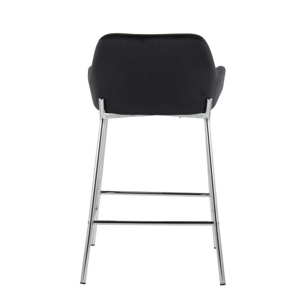 Daniella Chrome and Black Velvet Contemporary Counter Stools Set of 2 6