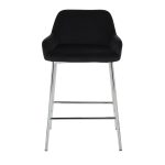 Daniella Chrome and Black Velvet Contemporary Counter Stools (Set of 2)