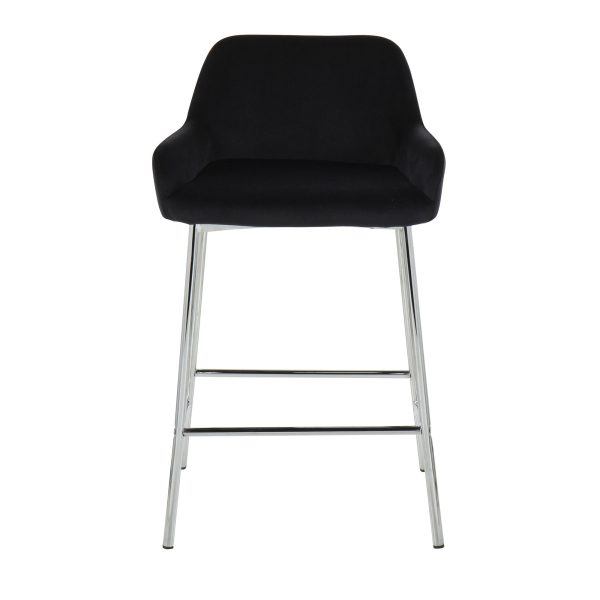 Daniella Chrome and Black Velvet Contemporary Counter Stools Set of 2 7