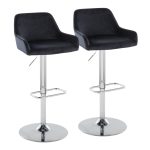 Daniella Chrome and Black Velvet Contemporary Swivel Barstools (Set of 2)