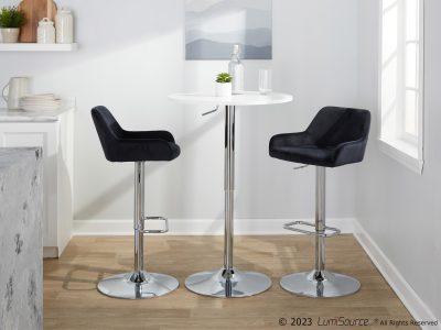 Daniella Chrome and Black Velvet Contemporary Swivel Barstools (Set of 2)