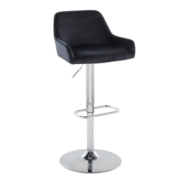 Daniella Chrome and Black Velvet Contemporary Swivel Barstools Set of 2 5