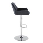 Daniella Chrome and Black Velvet Contemporary Swivel Barstools (Set of 2)