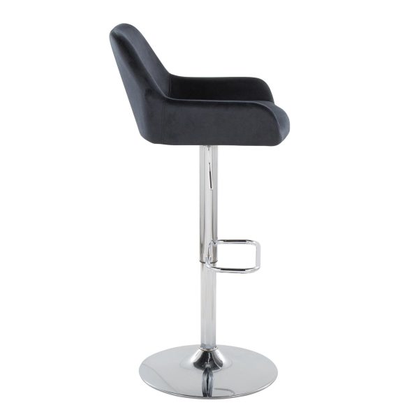Daniella Chrome and Black Velvet Contemporary Swivel Barstools Set of 2 6