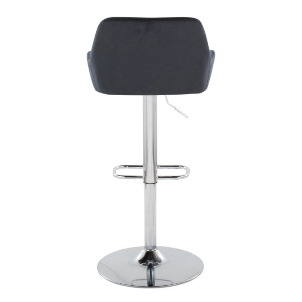 Daniella Chrome and Black Velvet Contemporary Swivel Barstools Set of 2 8