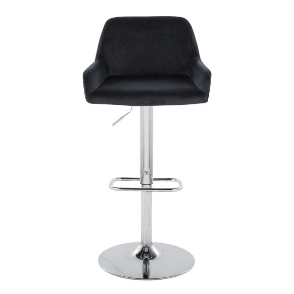 Daniella Chrome and Black Velvet Contemporary Swivel Barstools Set of 2 9