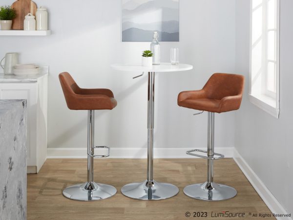 Daniella Chrome and Camel Contemporary Adjustable Swivel Barstool Set of 2 2