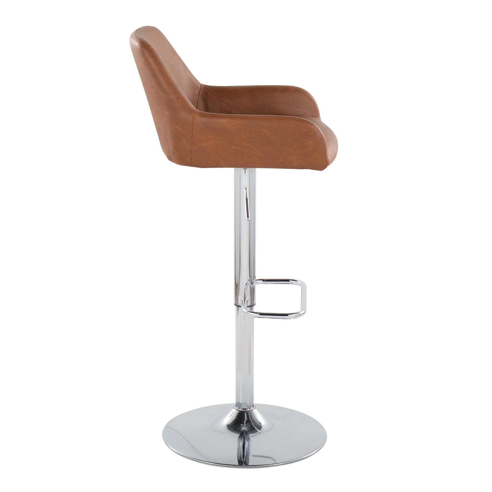 Daniella Chrome and Camel Contemporary Adjustable Swivel Barstool (Set of 2) 7 Daniella Chrome and Camel Contemporary Adjustable Swivel Barstool (Set of 2) - Image 7