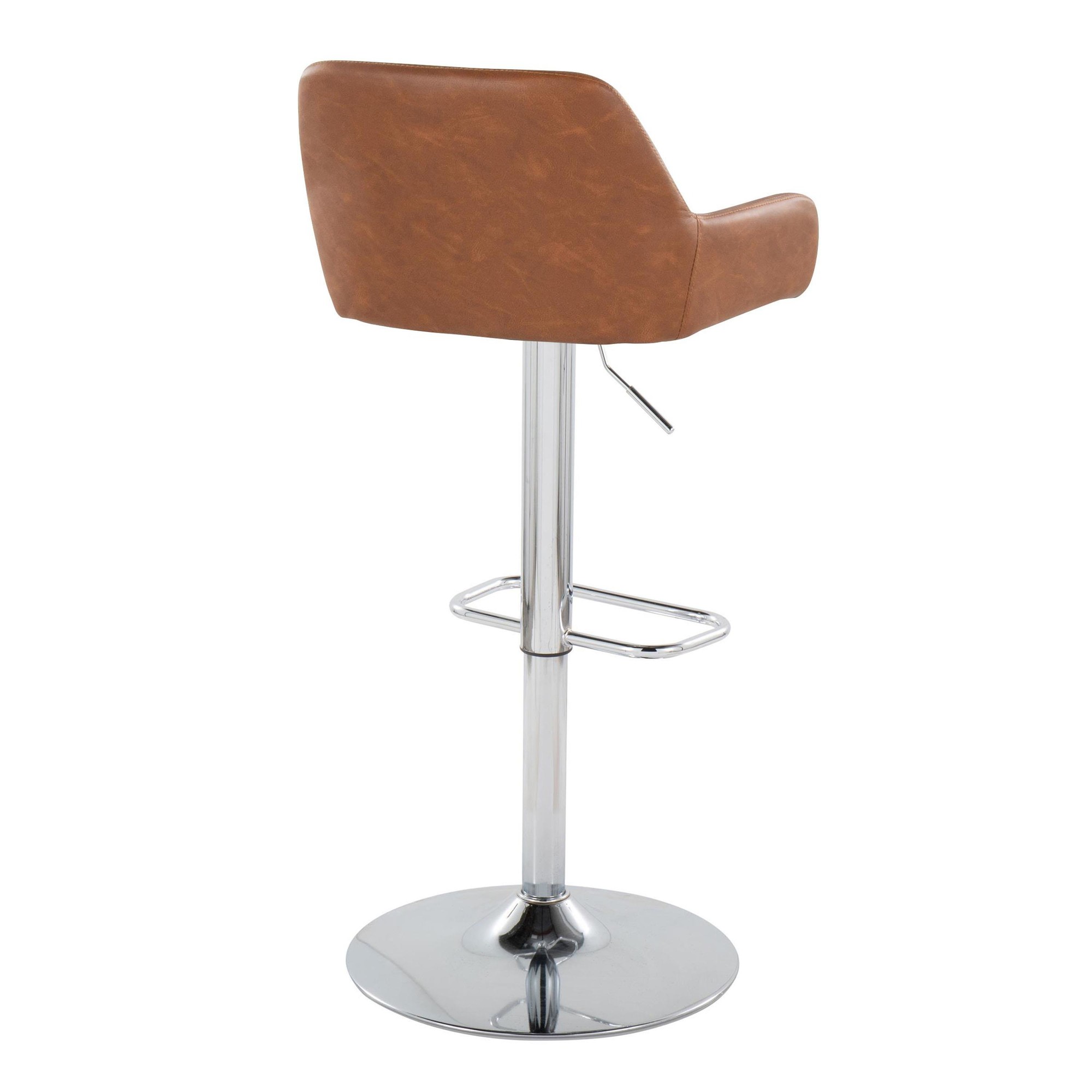 Daniella Chrome and Camel Contemporary Adjustable Swivel Barstool (Set of 2) 8 Daniella Chrome and Camel Contemporary Adjustable Swivel Barstool (Set of 2) - Image 8