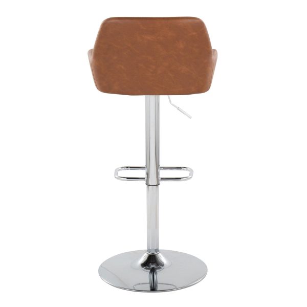Daniella Chrome and Camel Contemporary Adjustable Swivel Barstool Set of 2 8