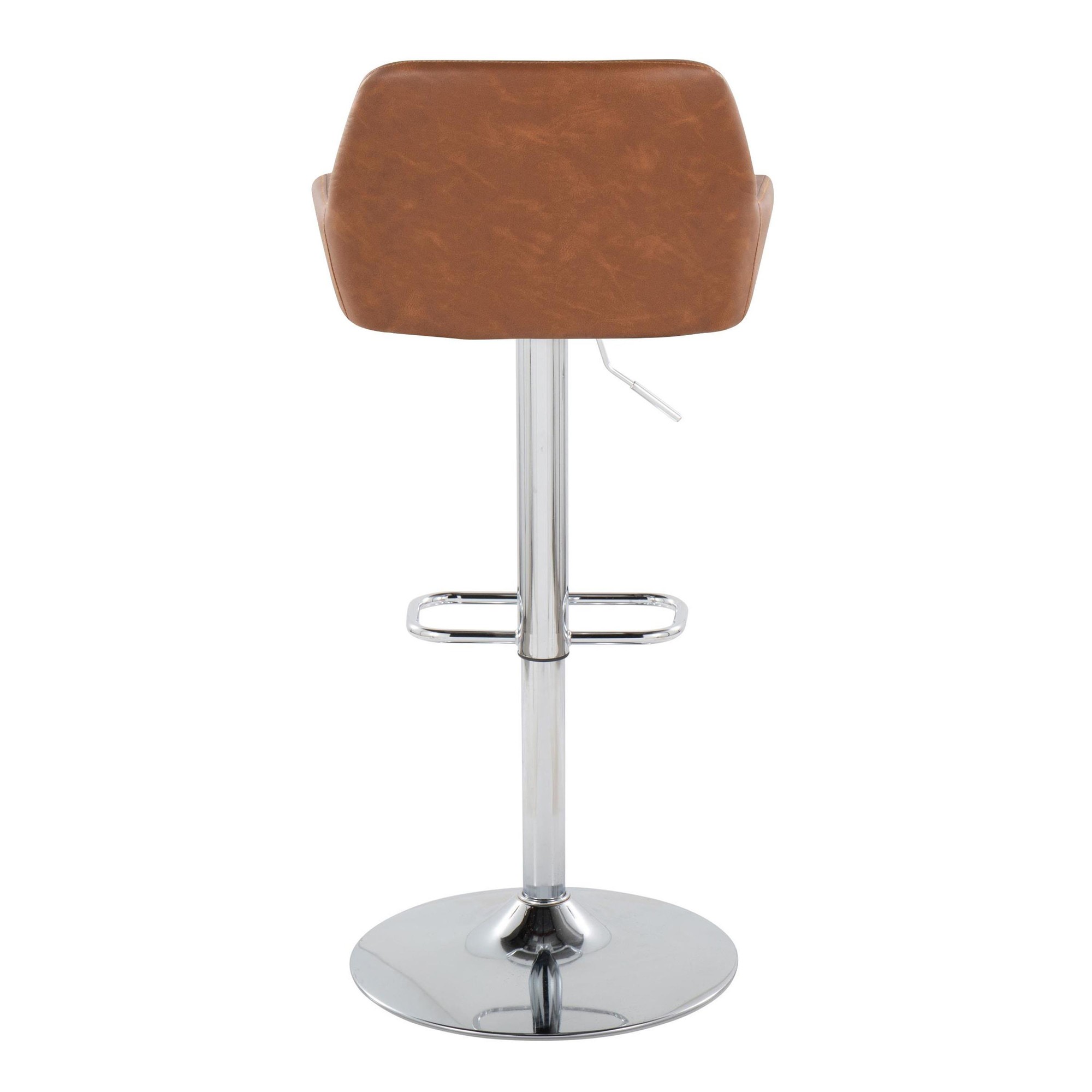 Daniella Chrome and Camel Contemporary Adjustable Swivel Barstool (Set of 2) 9 Daniella Chrome and Camel Contemporary Adjustable Swivel Barstool (Set of 2) - Image 9