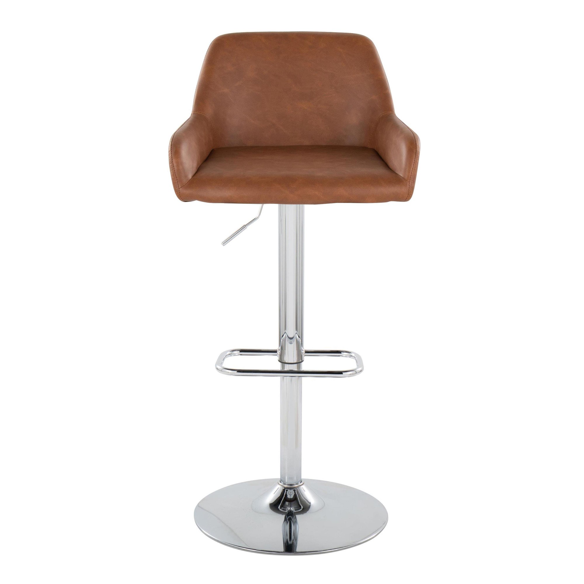 Daniella Chrome and Camel Contemporary Adjustable Swivel Barstool (Set of 2) 10 Daniella Chrome and Camel Contemporary Adjustable Swivel Barstool (Set of 2) - Image 10