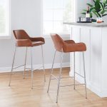 Daniella Chrome and Camel Contemporary Bar Stools (Set of 2) 12 Daniella Chrome and Camel Contemporary Bar Stools (Set of 2)
