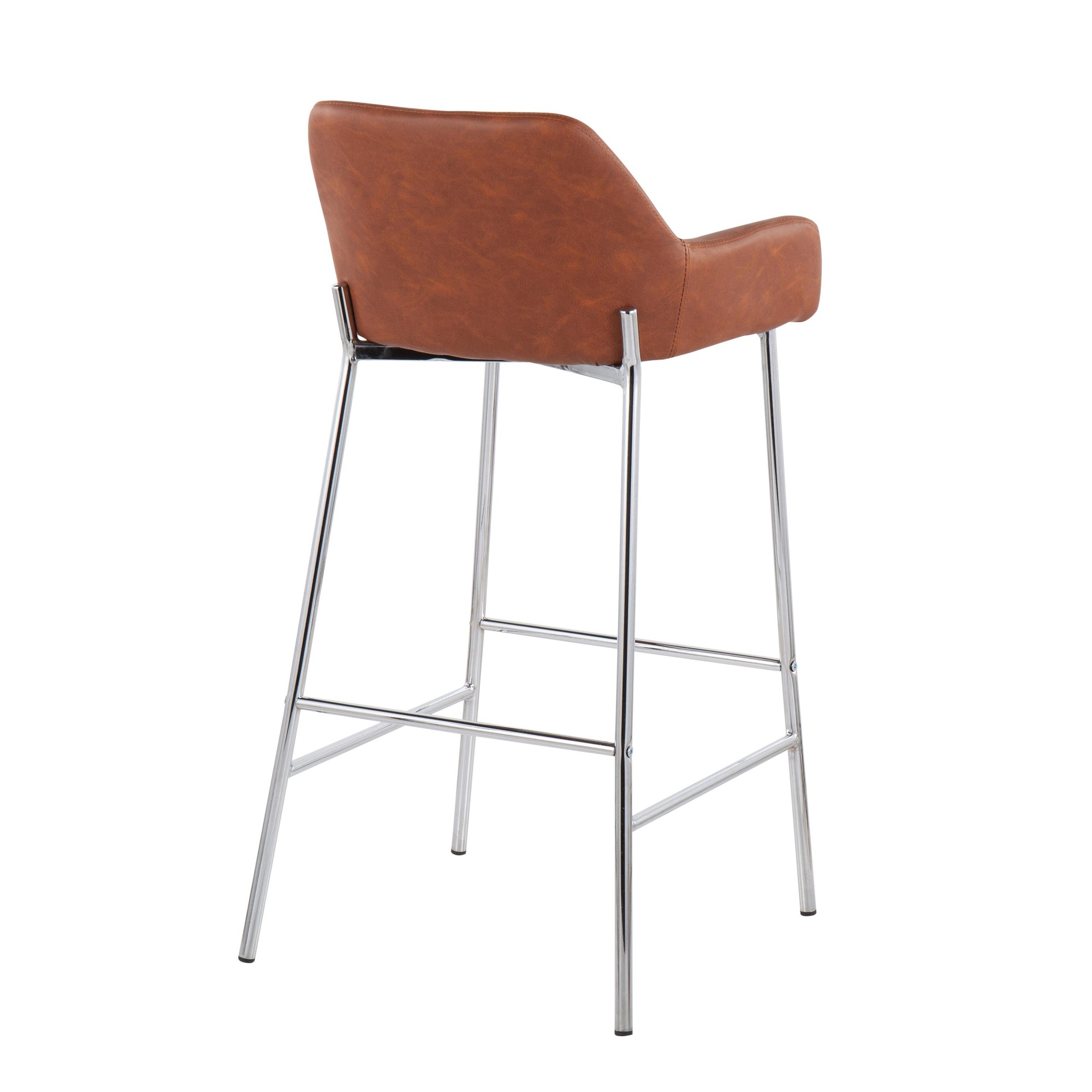 Daniella Chrome and Camel Contemporary Bar Stools (Set of 2) 6 Daniella Chrome and Camel Contemporary Bar Stools (Set of 2) - Image 6