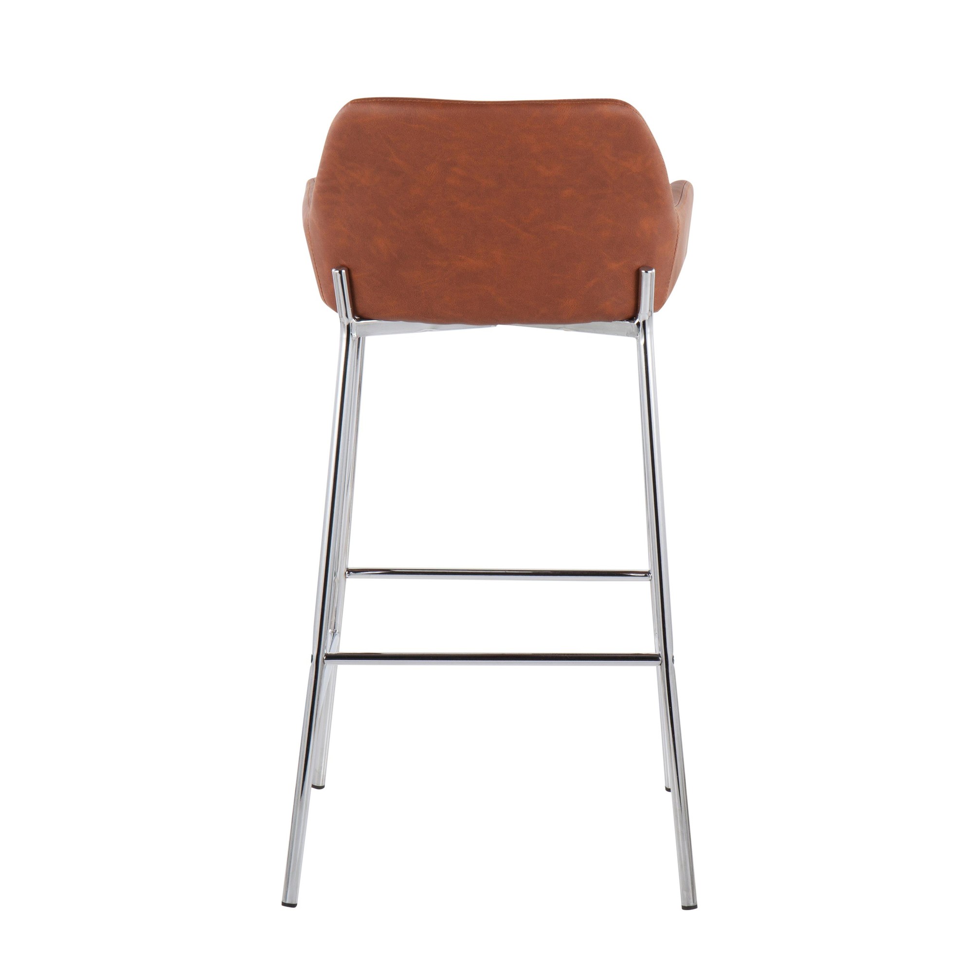 Daniella Chrome and Camel Contemporary Bar Stools (Set of 2) 7 Daniella Chrome and Camel Contemporary Bar Stools (Set of 2) - Image 7