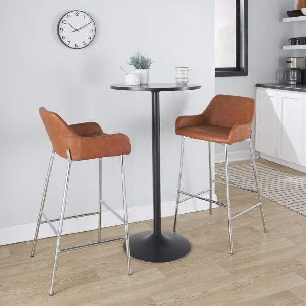 Daniella Chrome and Camel Contemporary Bar Stools Set of 2