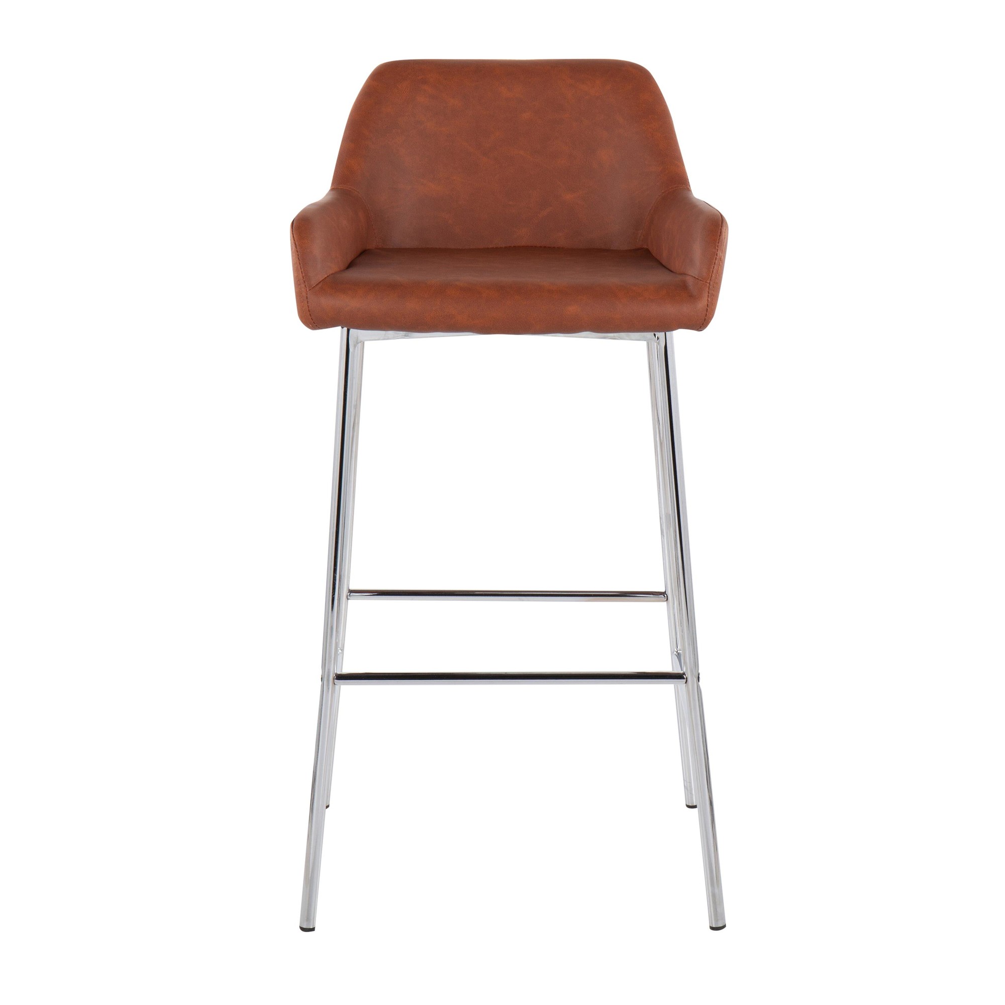 Daniella Chrome and Camel Contemporary Bar Stools (Set of 2) 8 Daniella Chrome and Camel Contemporary Bar Stools (Set of 2) - Image 8