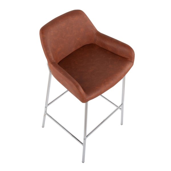 Daniella Chrome and Camel Contemporary Bar Stools Set of 2 8