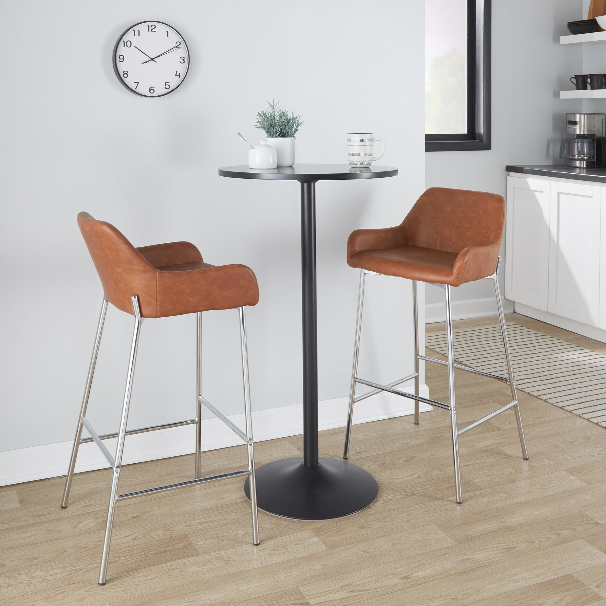 Daniella Chrome and Camel Contemporary Bar Stools (Set of 2) 1 Daniella Chrome and Camel Contemporary Bar Stools (Set of 2)