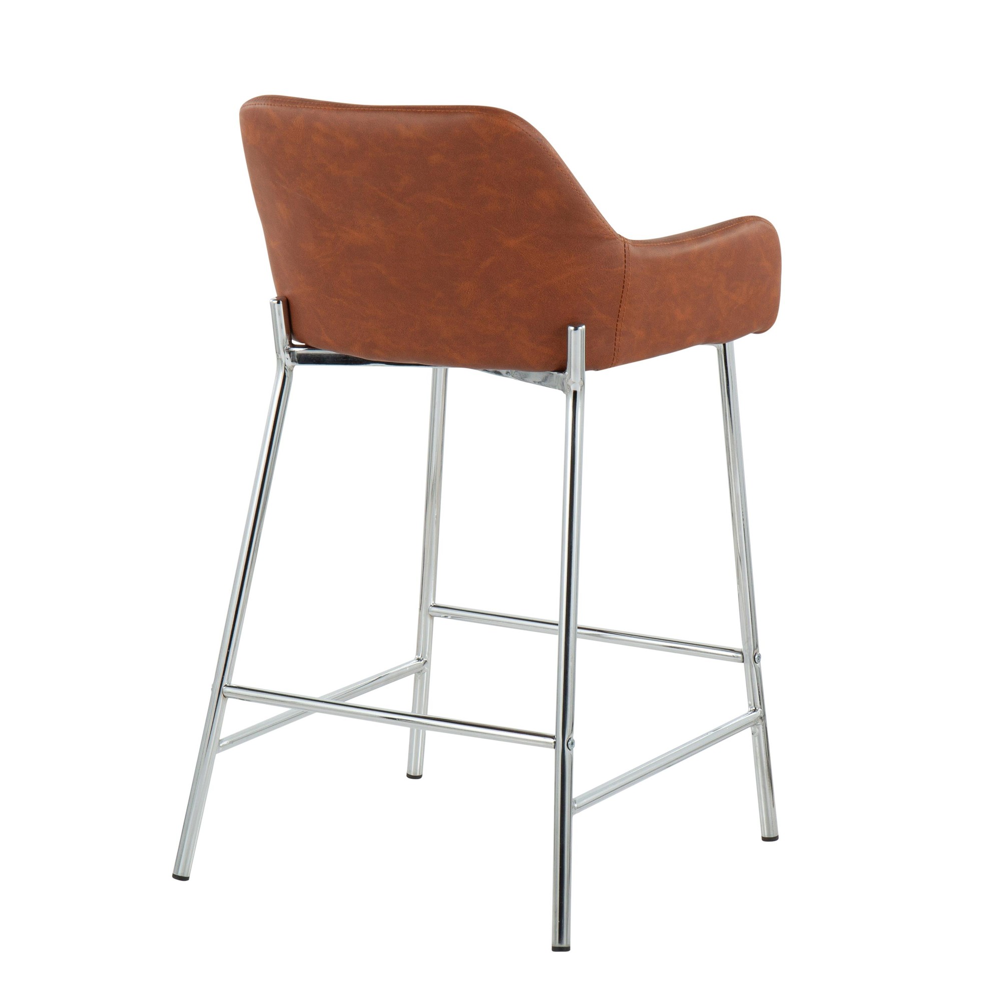 Daniella Chrome and Camel Contemporary Counter Stools (Set of 2) 6 Daniella Chrome and Camel Contemporary Counter Stools (Set of 2) - Image 6