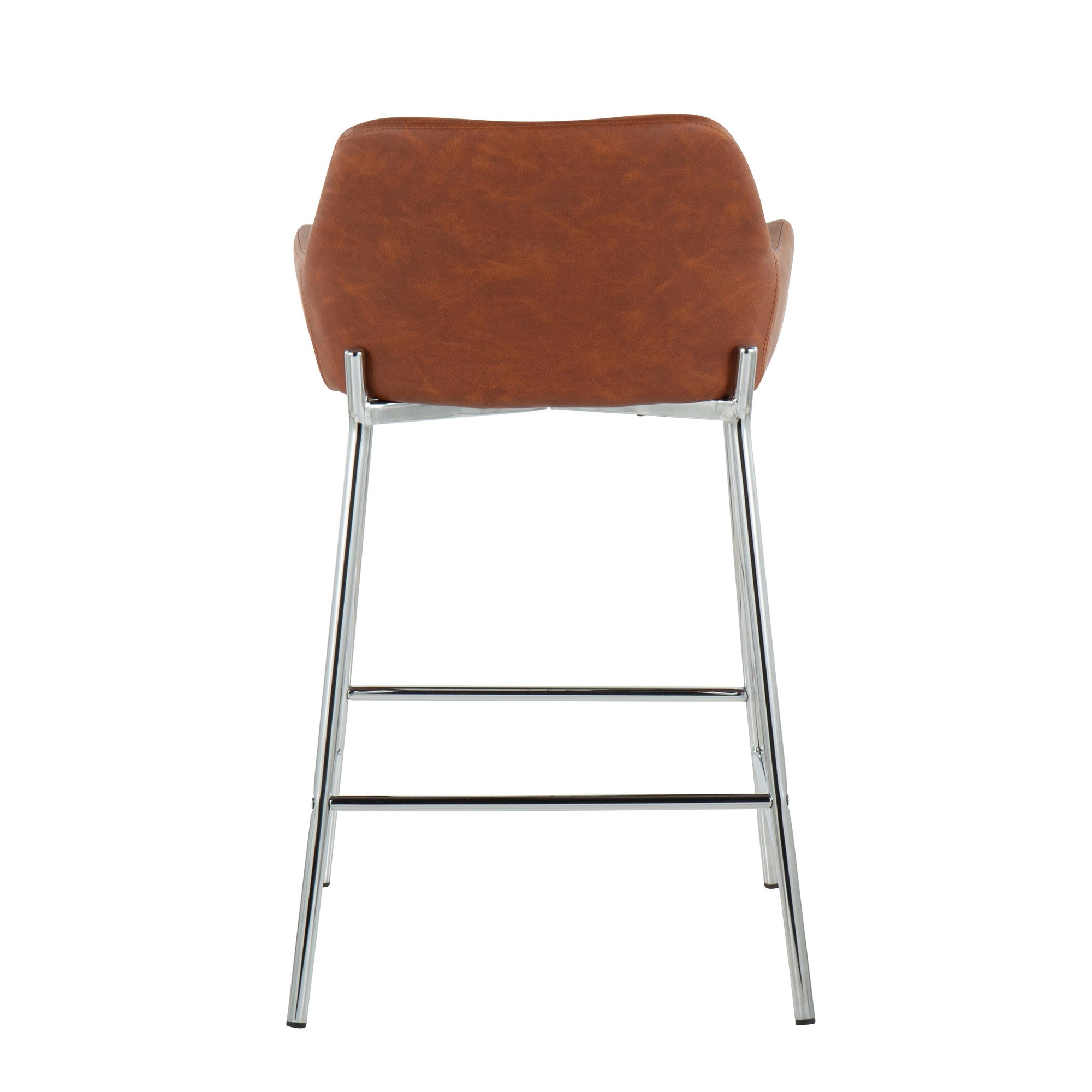 Daniella Chrome and Camel Contemporary Counter Stools (Set of 2) 7 Daniella Chrome and Camel Contemporary Counter Stools (Set of 2) - Image 7