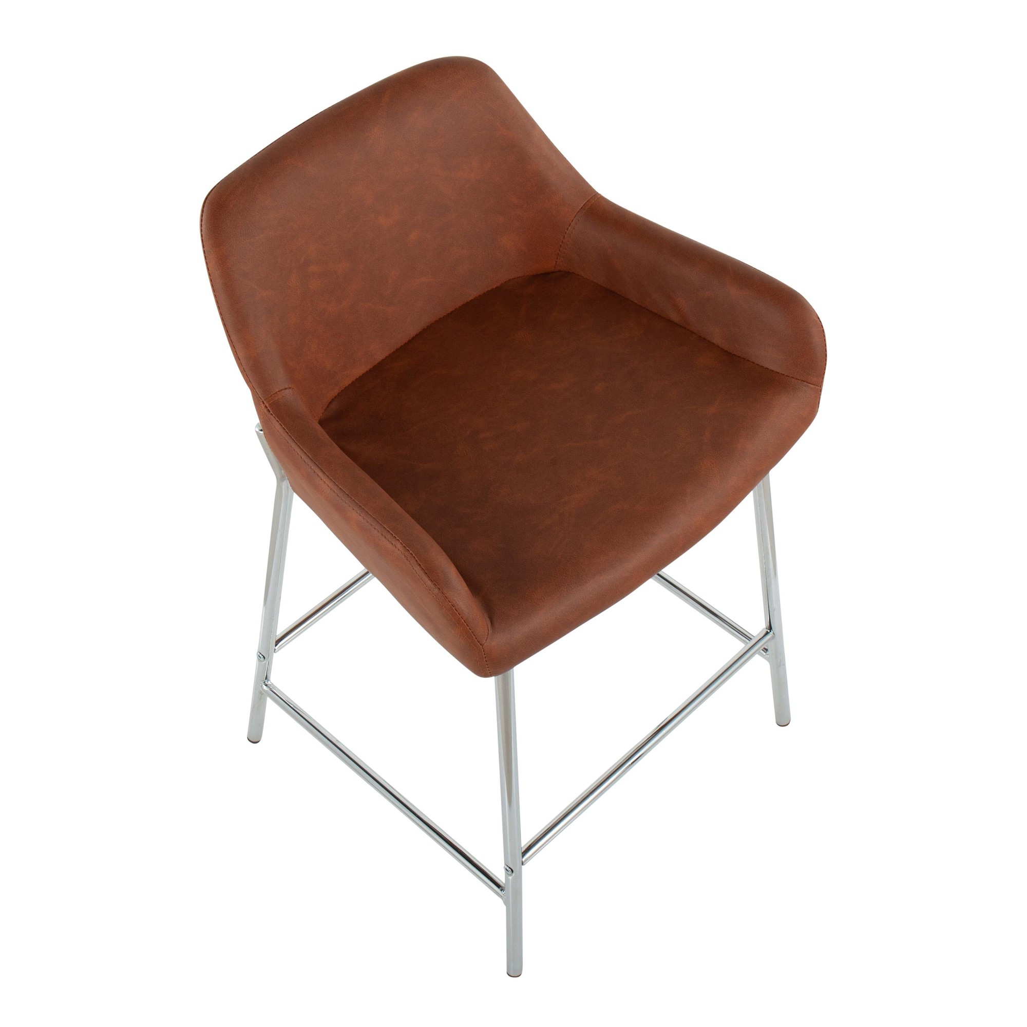 Daniella Chrome and Camel Contemporary Counter Stools (Set of 2) 9 Daniella Chrome and Camel Contemporary Counter Stools (Set of 2) - Image 9
