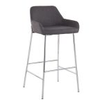 Daniella Chrome and Charcoal Contemporary Bar Stools (Set of 2) 12 Daniella Chrome and Charcoal Contemporary Bar Stools (Set of 2)