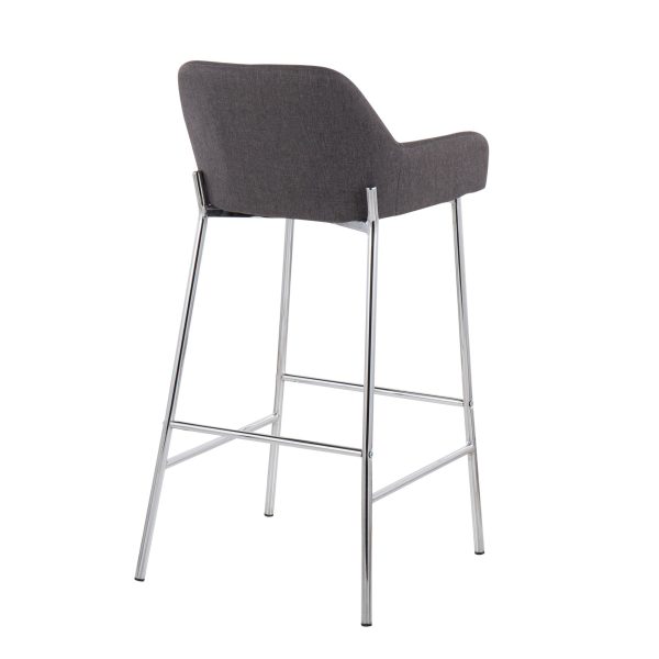 Daniella Chrome and Charcoal Contemporary Bar Stools Set of 2 4