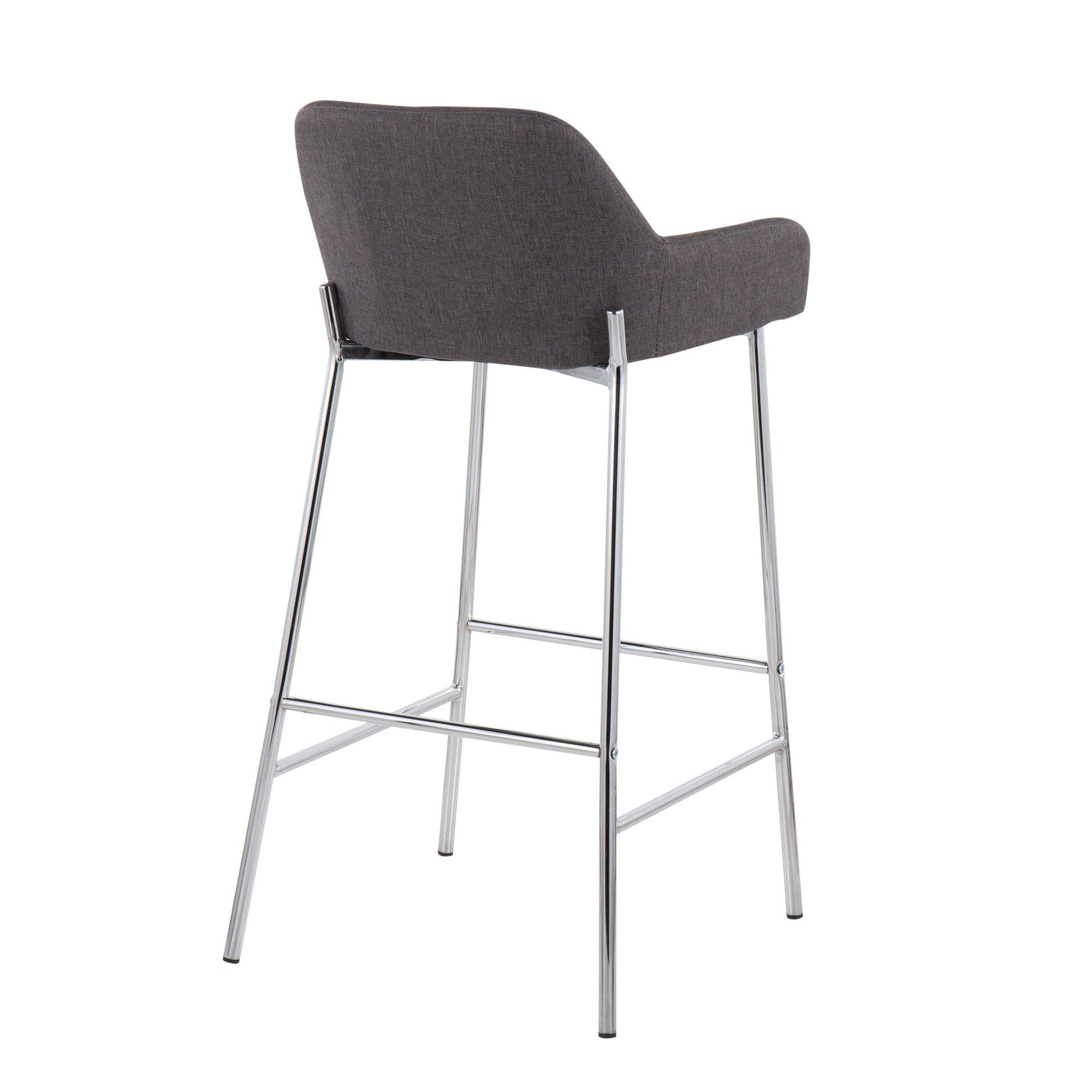 Daniella Chrome and Charcoal Contemporary Bar Stools (Set of 2) 5 Daniella Chrome and Charcoal Contemporary Bar Stools (Set of 2) - Image 5