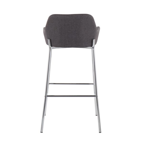 Daniella Chrome and Charcoal Contemporary Bar Stools Set of 2 5