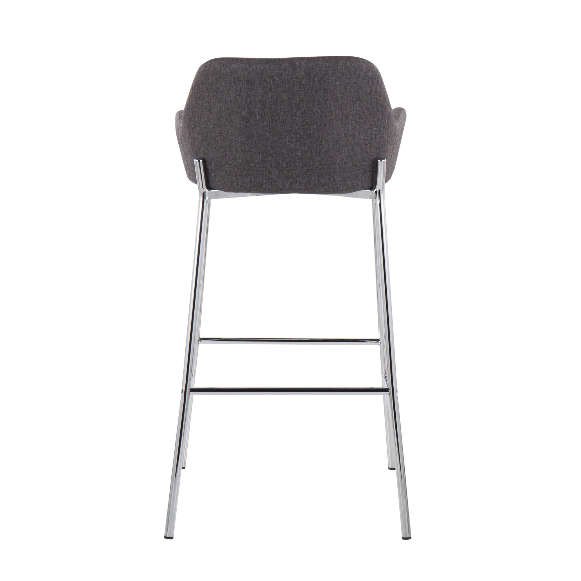 Daniella Chrome and Charcoal Contemporary Bar Stools (Set of 2) 6 Daniella Chrome and Charcoal Contemporary Bar Stools (Set of 2) - Image 6