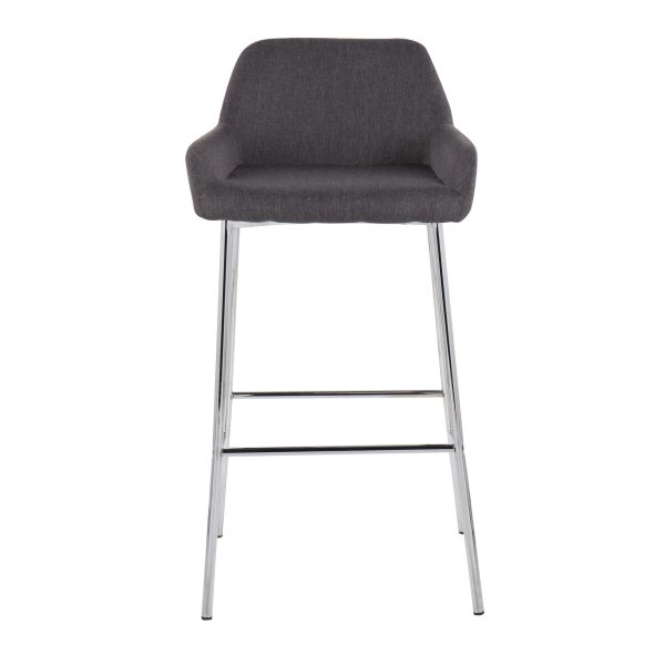 Daniella Chrome and Charcoal Contemporary Bar Stools Set of 2 6