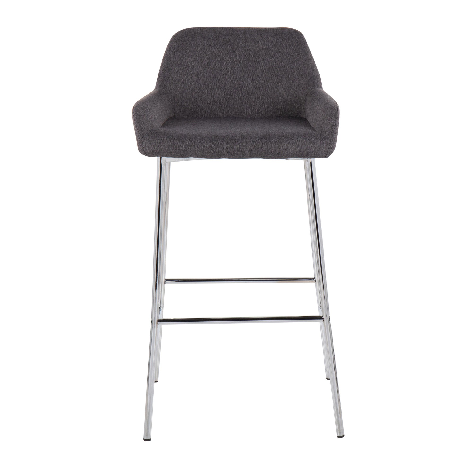 Daniella Chrome and Charcoal Contemporary Bar Stools (Set of 2) 7 Daniella Chrome and Charcoal Contemporary Bar Stools (Set of 2) - Image 7