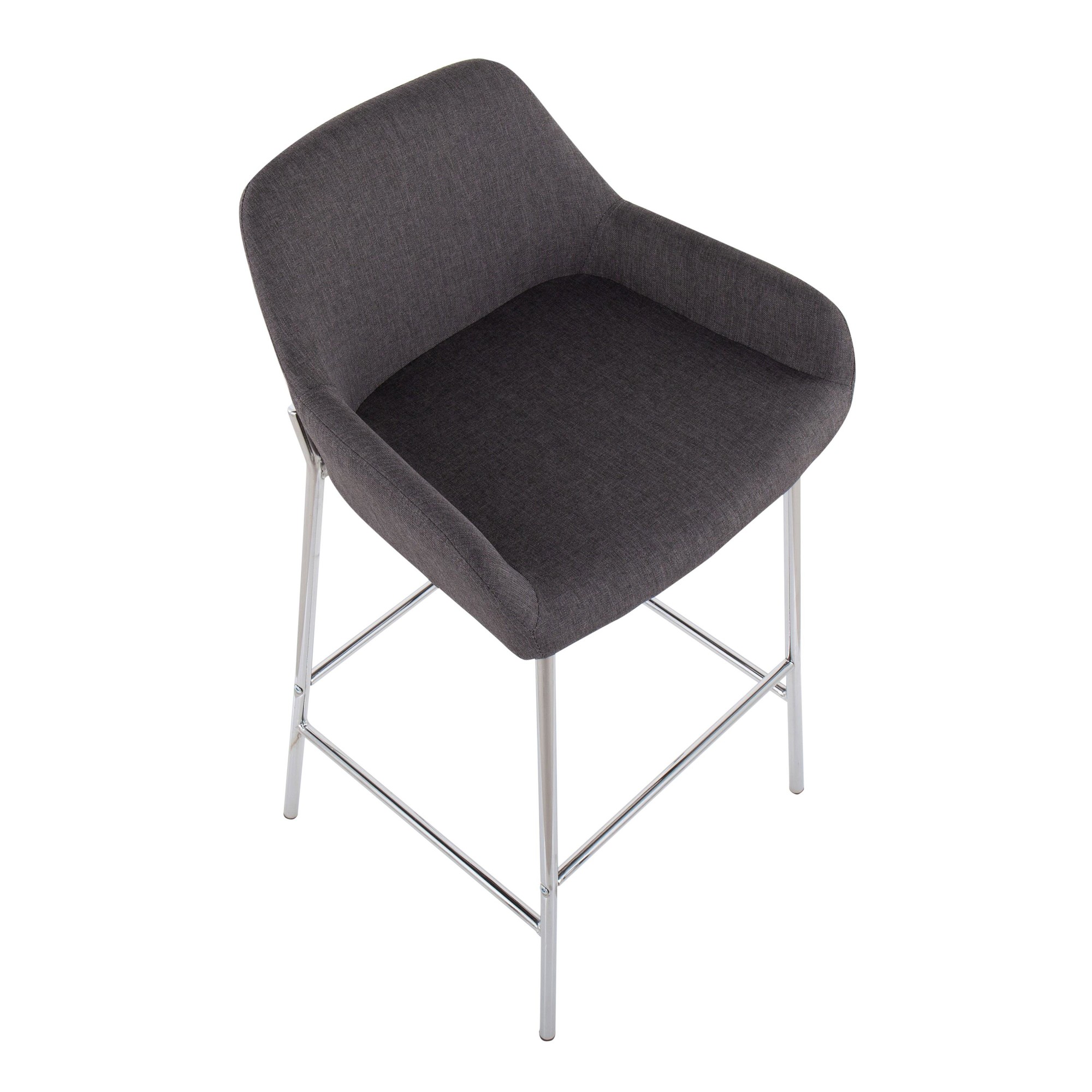 Daniella Chrome and Charcoal Contemporary Bar Stools (Set of 2) 8 Daniella Chrome and Charcoal Contemporary Bar Stools (Set of 2) - Image 8