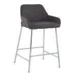 Daniella Chrome and Charcoal Contemporary Counter Stools (Set of 2) 15 Daniella Chrome and Charcoal Contemporary Counter Stools (Set of 2)