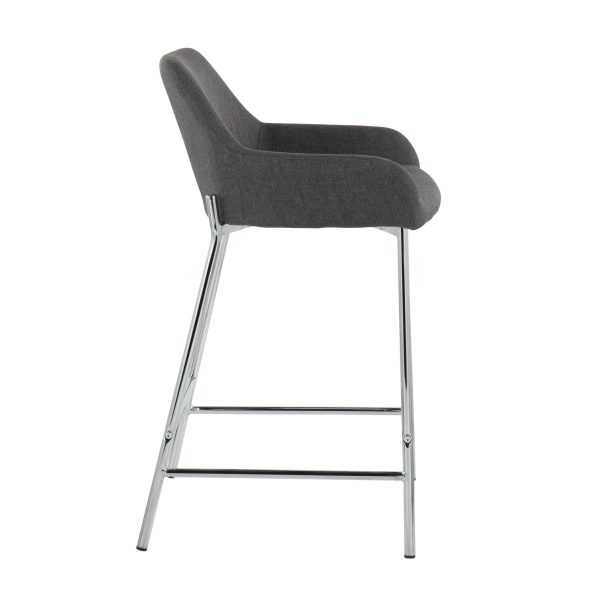 Daniella Chrome and Charcoal Contemporary Counter Stools Set of 2 4