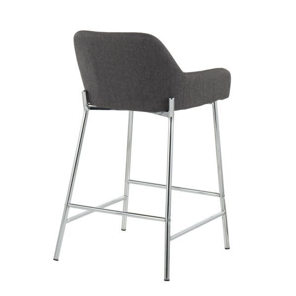 Daniella Chrome and Charcoal Contemporary Counter Stools Set of 2 5