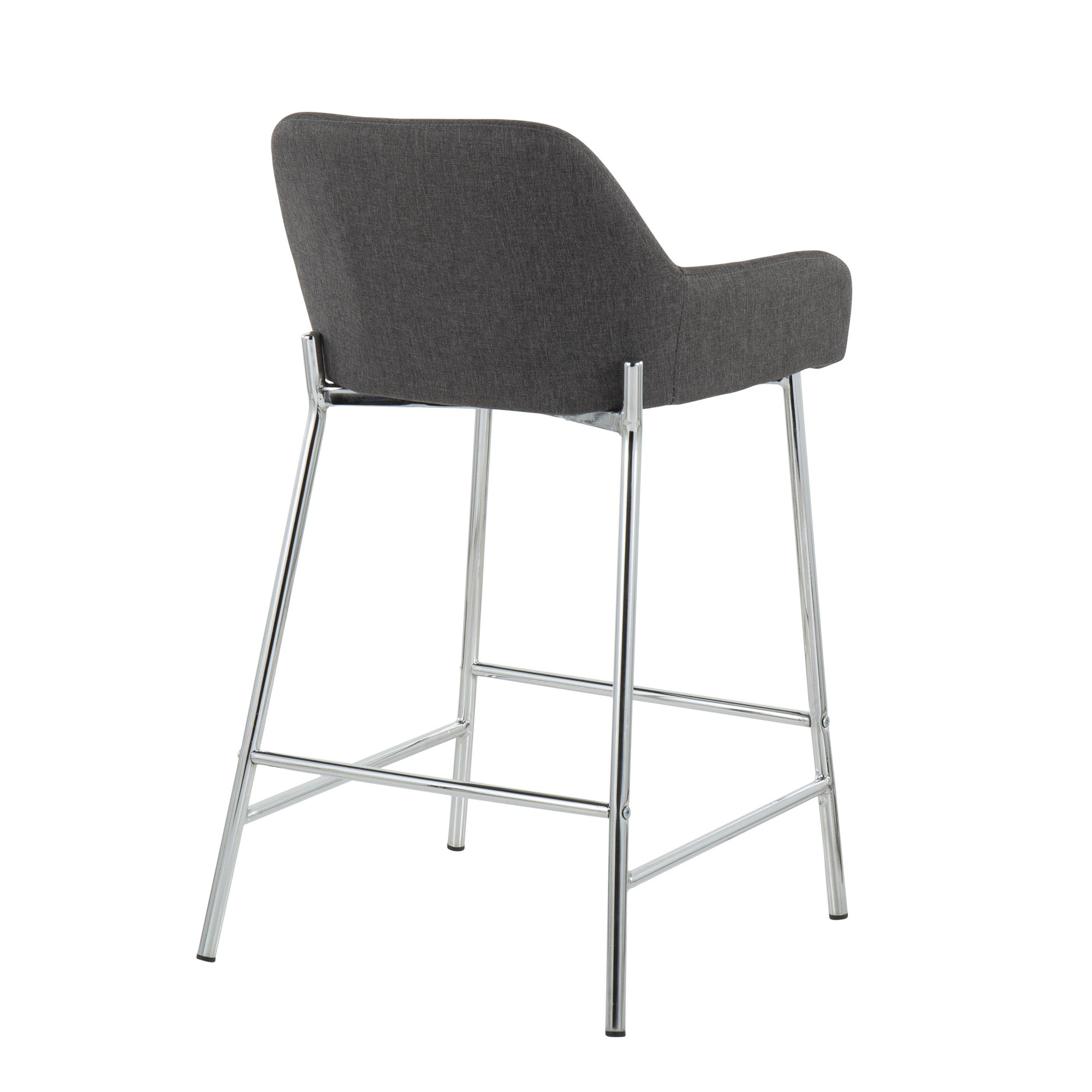 Daniella Chrome and Charcoal Contemporary Counter Stools (Set of 2) 6 Daniella Chrome and Charcoal Contemporary Counter Stools (Set of 2) - Image 6