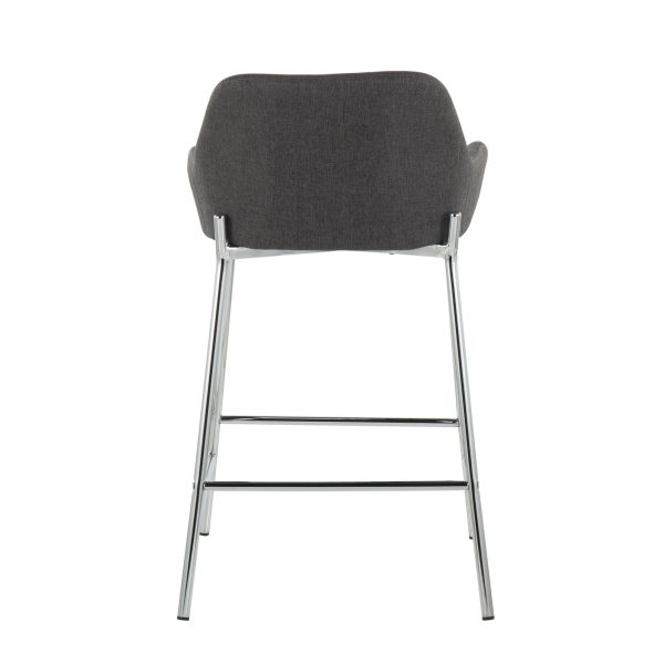 Daniella Chrome and Charcoal Contemporary Counter Stools Set of 2 6