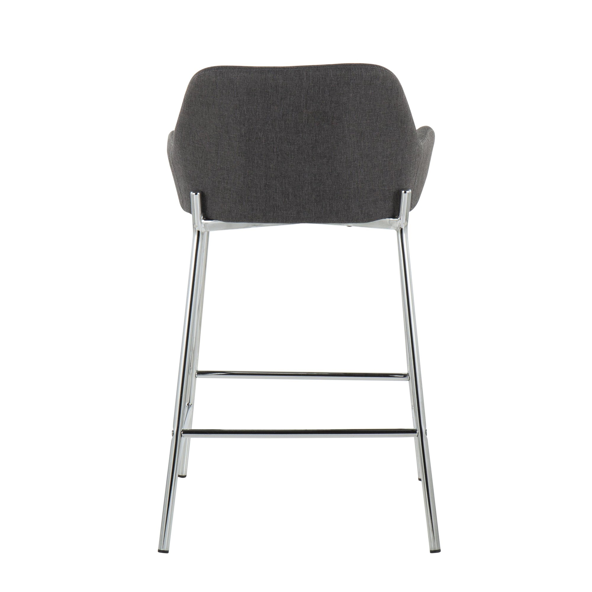 Daniella Chrome and Charcoal Contemporary Counter Stools (Set of 2) 7 Daniella Chrome and Charcoal Contemporary Counter Stools (Set of 2) - Image 7