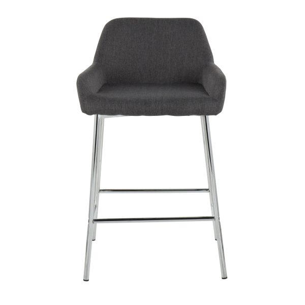 Daniella Chrome and Charcoal Contemporary Counter Stools Set of 2 7